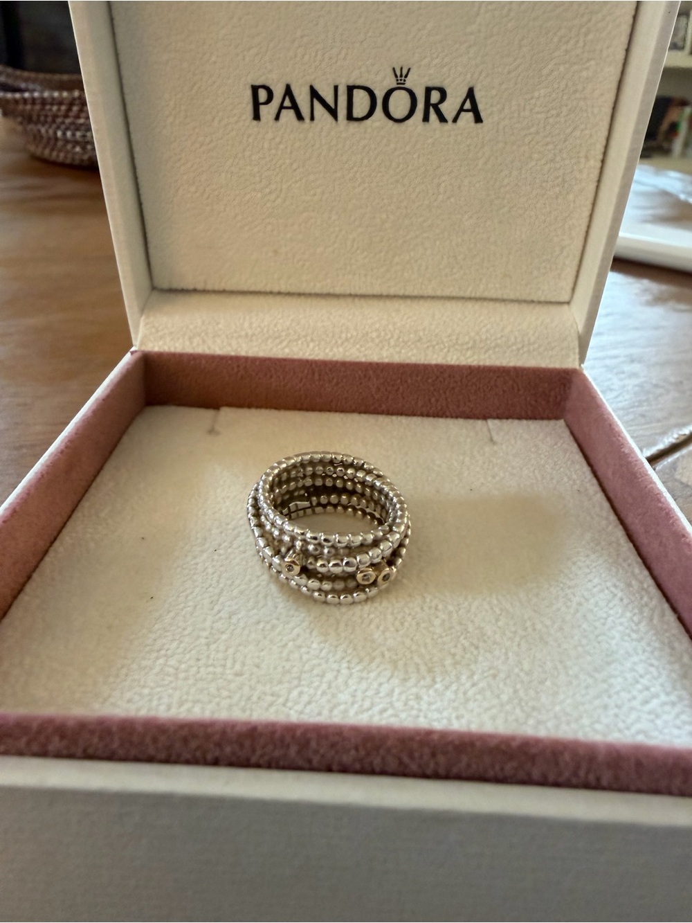 Pandora Silver Beaded Stack Ring Set